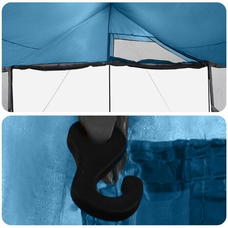 Gezinstent met dak Blauw 450 x 400 x 265 cm Polyester en staal 10