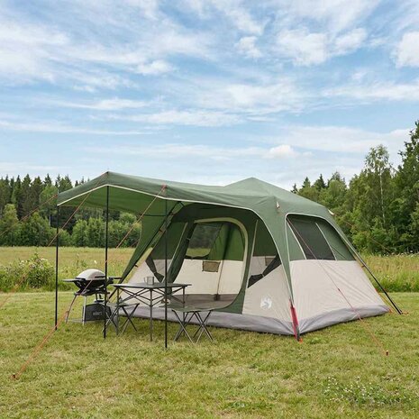 Gezinstent met dak Groen 305 x 275 x 190 cm Polyester en staal 1