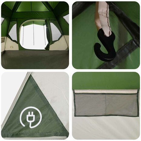 Gezinstent met dak Groen 305 x 275 x 190 cm Polyester en staal 10