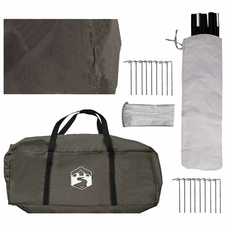 Gezinstent Bruin grijs 450 x 400 x 265 cm Polyester en staal 9