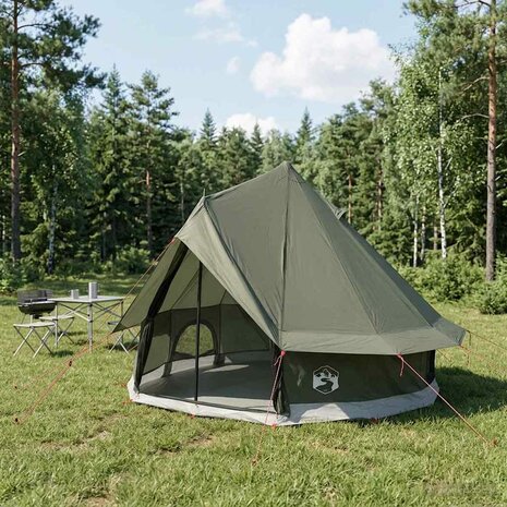 Tipi Tent met dak Legergroen 250 x 250 cm Polyester en staal 1
