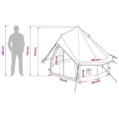 Tipi Tent met dak Bruin Grijs 250 x 250 cm Polyester en staal 12