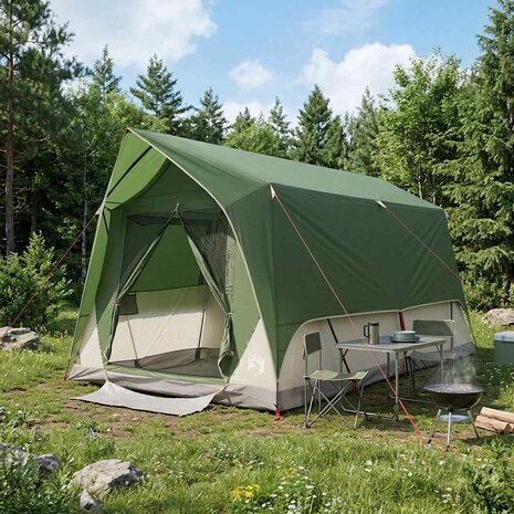 Tunneltent met dak Groen 8-persoons Polyester en staal 1