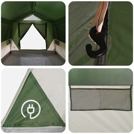 Tunneltent met dak Groen 8-persoons Polyester en staal 10