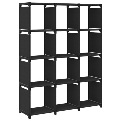 Kast met 12 vakken 103x30x141 cm stof zwart 1