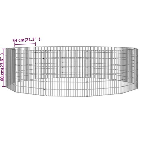 Dierenverblijf 12 panelen 54x60 cm gegalvaniseerd ijzer 8