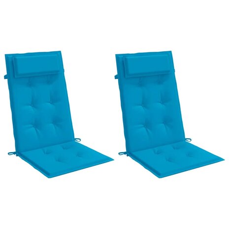Stoelkussens 2 st hoge rug oxford stof lichtblauw 3
