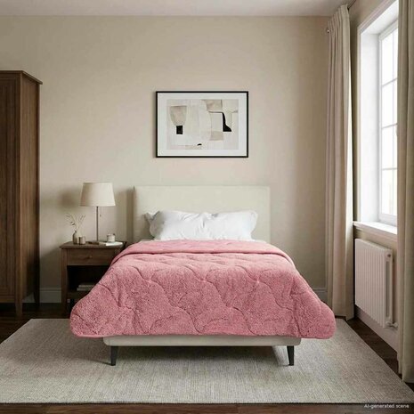 Zomer Dekbed Roze 155 x 220 cm Microfiber en Teddy fleece 1