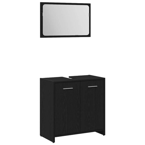 Badkamermeubelset met plank 3 pcs Zwart Eiken Bewerkt hout 6