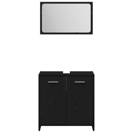 Badkamermeubelset met plank 3 pcs Zwart Eiken Bewerkt hout 8