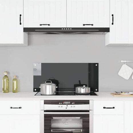 Spatscherm keuken 90x40 cm gehard glas zwart 1