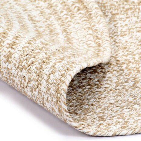 Vloerkleed handgemaakt 120 cm jute wit en naturel 2