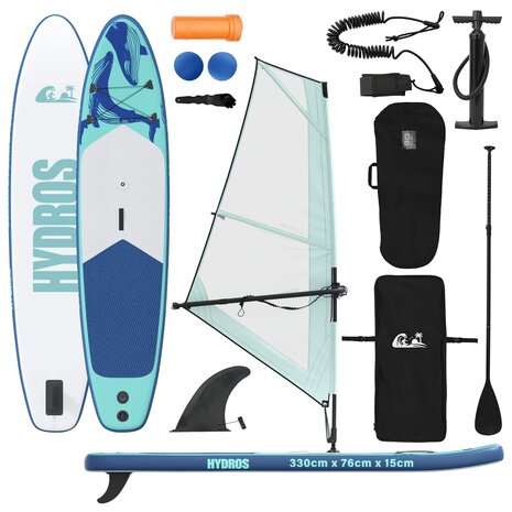 Opblaasbaar SUP Board met Zeil HYDROS 330 x 76 x 15 cm voor 2