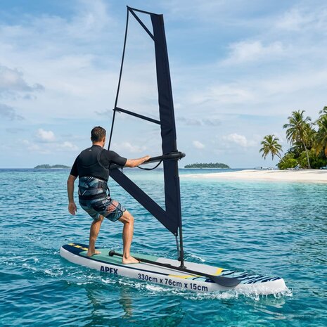 Opblaasbaar SUP Board met Zeil APEX 330 x 76 x 15 cm Blauw voor 1