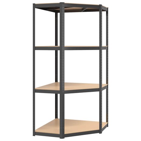 Opbergrek 4-laags staal en bewerkt hout antracietkleurig 2