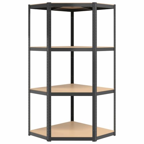 Opbergrek 4-laags staal en bewerkt hout antracietkleurig 4
