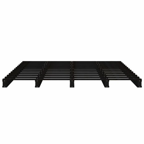 Palletbed massief grenenhout zwart 140x190 cm 5