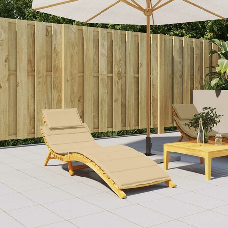 Ligbedkussen 186x58x4 cm stof gem&ecirc;leerd beige 3