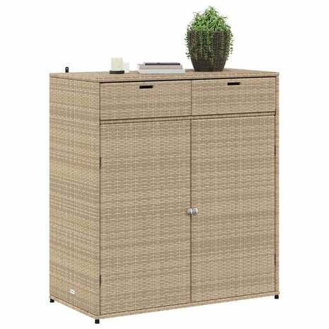 Tuinkast 105x55x113 cm poly rattan beige 5