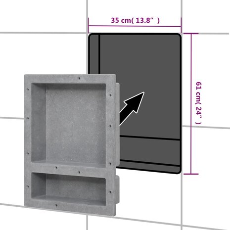 Douchenis met 2 vakken 41x51x10 cm matgrijs 6