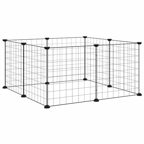 Vrijloophok met 8 panelen, zwart, 70x70x35 cm, staal 2