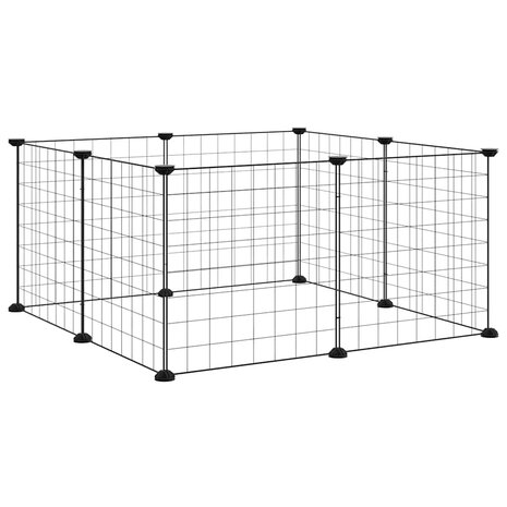 Vrijloophok met 8 panelen, zwart, 70x70x35 cm, staal 5