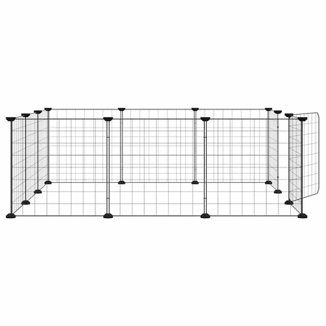 Vrijloophok met 12 panelen en deur, zwart 105x105x35 cm staal 5