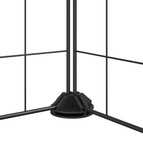Vrijloophok met 12 panelen en deur, zwart 105x105x35 cm staal 7