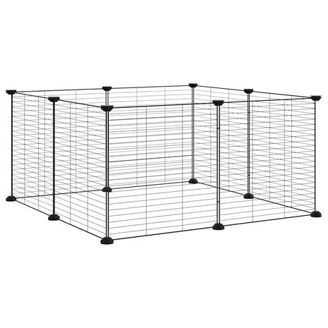 Vrijloophok met 8 panelen, zwart, 70x70x35 cm, staal 2