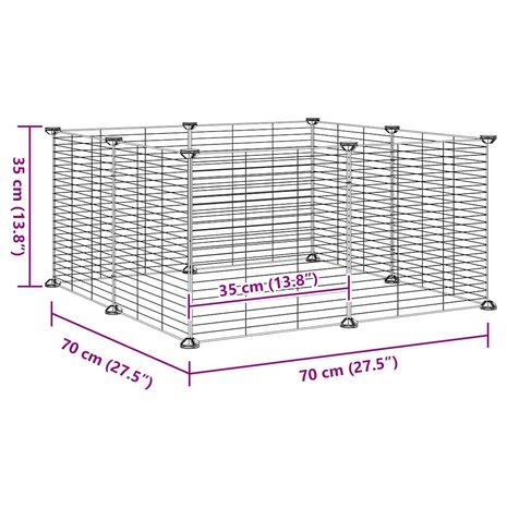 Vrijloophok met 8 panelen, zwart, 70x70x35 cm, staal 7