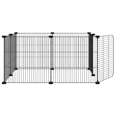 Vrijloophok met 8 panelen en deur, zwart 70x70x35 cm staal 5