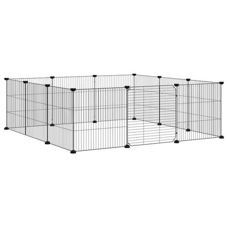 Vrijloophok met 12 panelen en deur, zwart 105x105x35 cm staal 3