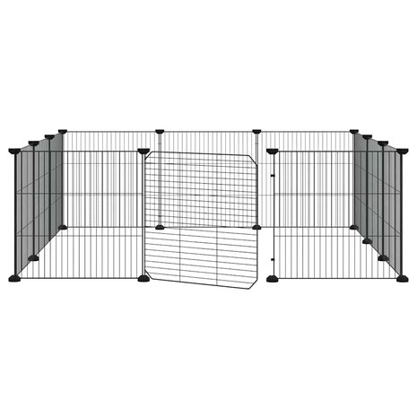 Vrijloophok met 12 panelen en deur, zwart 105x105x35 cm staal 4