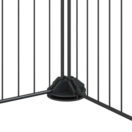 Vrijloophok met 12 panelen en deur, zwart 105x105x35 cm staal 7