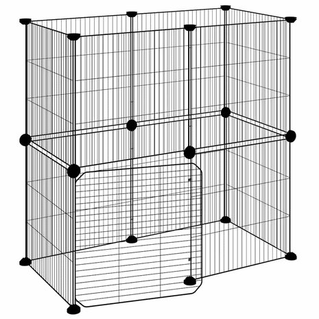 Vrijloophok met deur 12 panelen 35x35 cm staal zwart 2