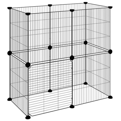 Vrijloophok met deur 12 panelen 35x35 cm staal zwart 4