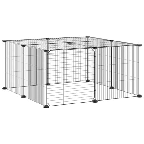 Vrijloophok met deur 12 panelen 35x35 cm staal zwart 3