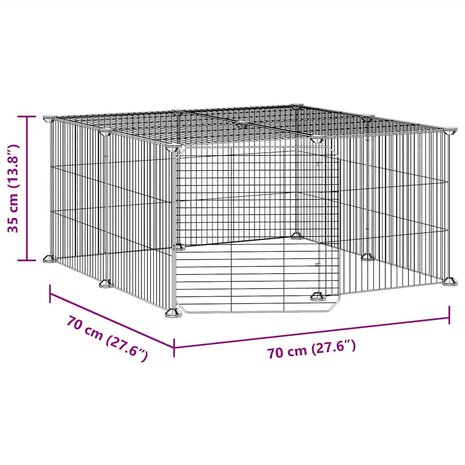 Vrijloophok met deur 12 panelen 35x35 cm staal zwart 8