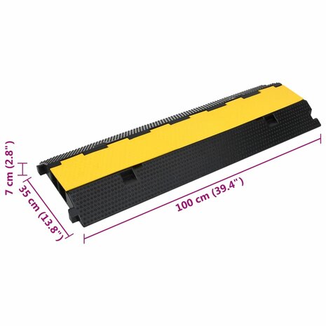Kabelbeschermer drempel met 2 tunnels 100 cm rubber 7