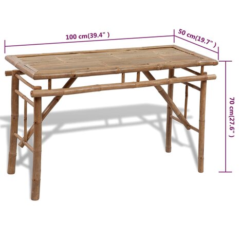 Biertafel met 2 bankjes 100 cm bamboe 7