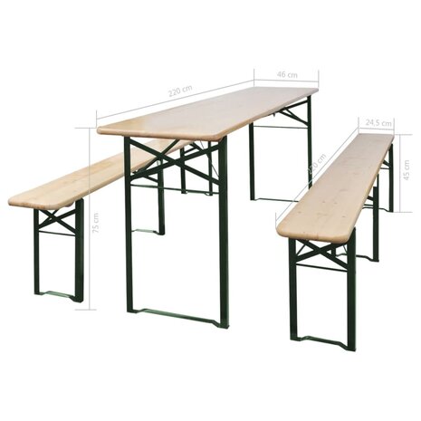 Opklapbare biertafel met 2 banken 220 cm vurenhout 7