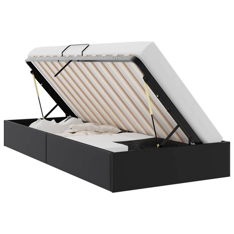 Opslag bed met opslag Zwart 100 x 190 cm Kunstleer 2