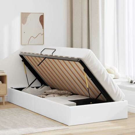 Opslag bed met opslag Puur Wit 100 x 190 cm Kunstleer 4