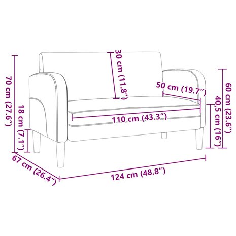Loveseat bank 110 cm kunstleer grijs 8
