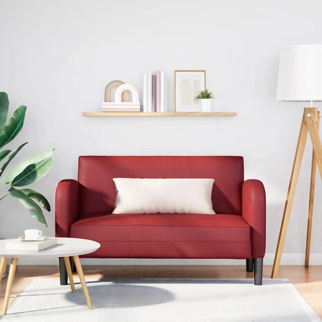 Loveseat bank 110 cm kunstleer wijnrood 1