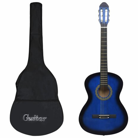 Gitaar klassiek beginner met tas 4/4 39" blauw 1