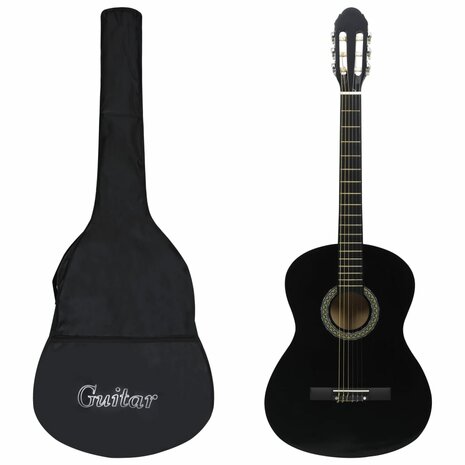 Gitaar klassiek beginner met tas 4/4 39" zwart 1