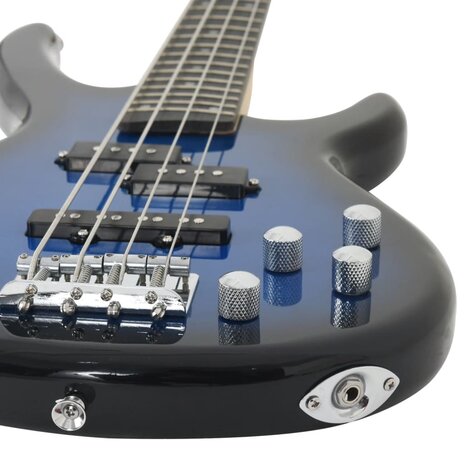 Basgitaar voor beginners elektrisch met tas 4/4 46" blauw zwart 7