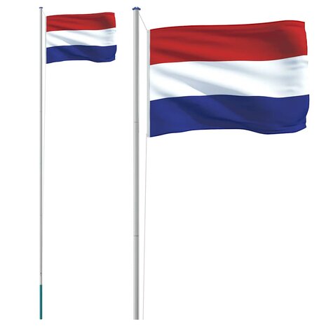 Vlag met vlaggenmast Nederland 6,08 m aluminium 2