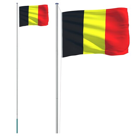 Vlag met vlaggenmast Belgi&euml; 6,08 m aluminium 2